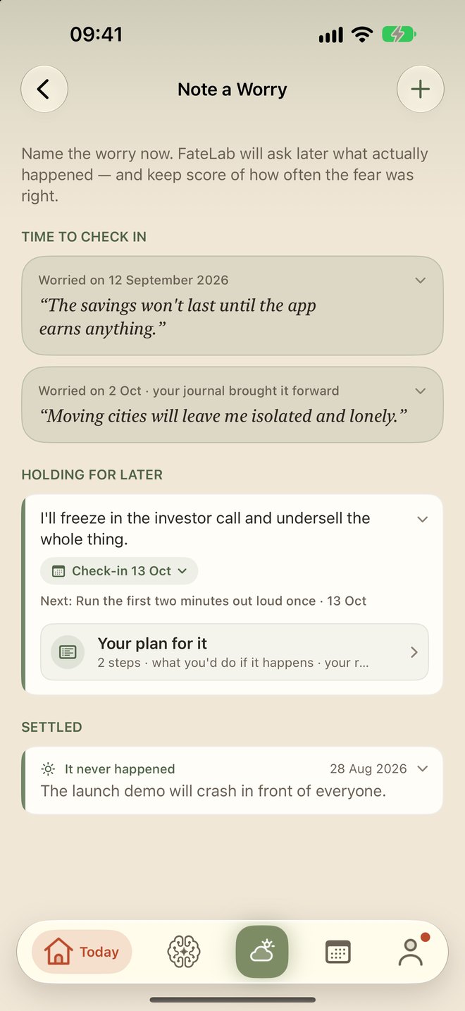 Note a Worry — worries waiting for their check-in