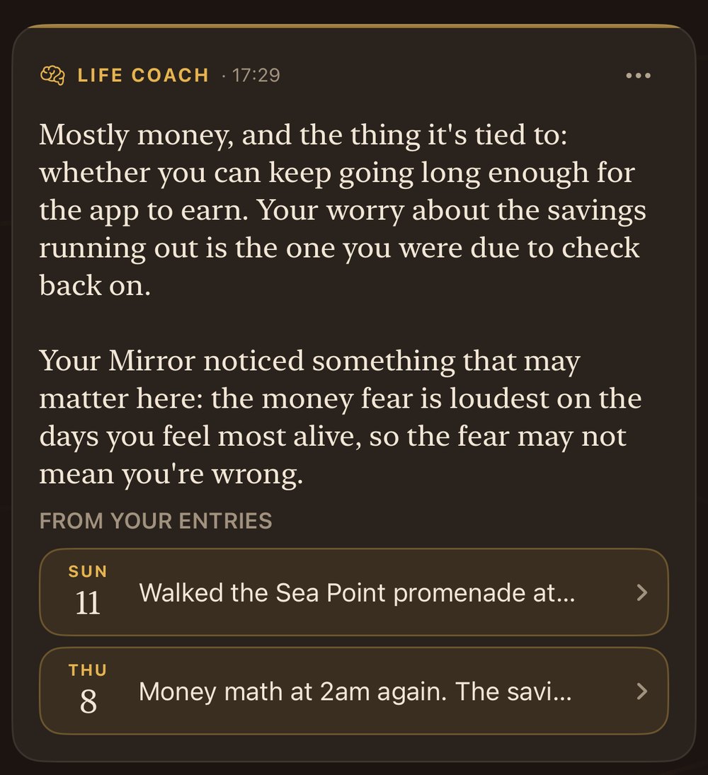 Close-up of a Coach answer and the entries it read